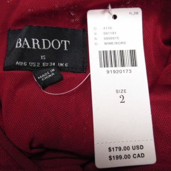 Anthropologie Bardot Verona Long Sleeve Sequin Slim Midi Dress Wine Size 2 - Picture 12 of 12